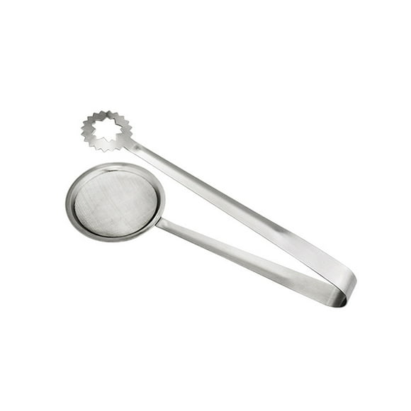 2 in 1 Fine Mesh Strainer with Clamps, Fry Skimmer Oil Filter Spoon Stainless Steel with Food Tong Colander Clip for Fry Food Kitchen Tool