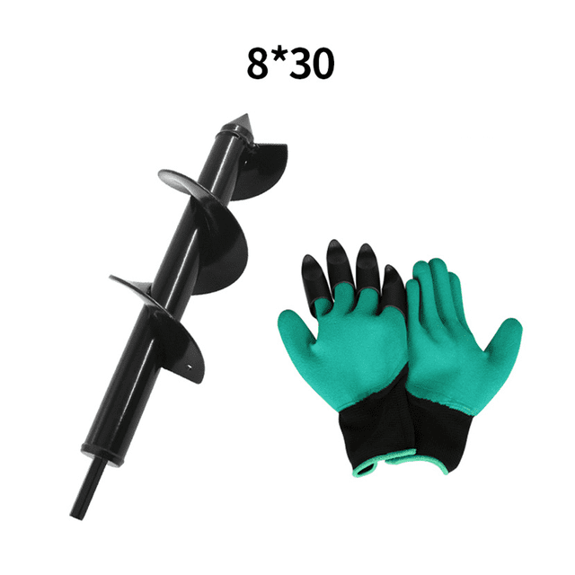 Herramienta de broca de barrena de jardín de 4 tamaños, excavadora de agujeros en espiral, taladro de tierra (8 × 30 cm + guantes) brillar Electrónica