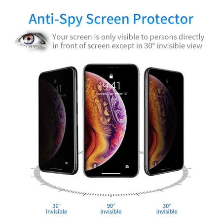 Apple iPhone XS Max [6.4 inch] Privacy Screen Protector, Anti Spy 9H Tempered Glass Screen Protector [Anti-Fingerprint] [Bubble Free] [Full Coverage] for Apple iPhone XS Max [6.4"]