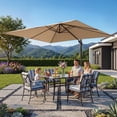 thumbnail image 4 of FOROUTIA 10x13ft Khaki Cantilever Patio Umbrella, 360° Rotation Offset Umbrella with 4-Level Tilt, Double Top UV50+ Waterproof Outdoor Umbrella for Pool, Backyard, Garden, Deck, 4 of 7
