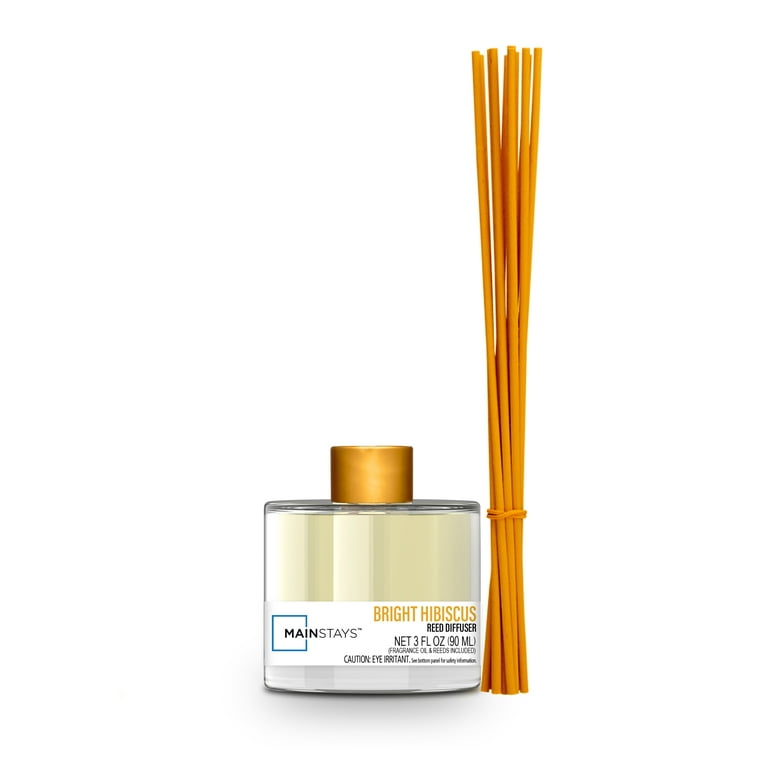 Mainstays Glass Diffuser with Reeds, Bright Hibiscus, 3.0 fl oz