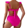 thumbnail image 3 of ANINEO Women Swimwear V-Neck High Waist Flounce Bikini With Tie Design Classic Hawaii Summer Tropical Brazilian Beachwear, 3 of 8