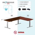 thumbnail image 2 of PROGRESSIVE DESK L en Forme de Bureau Debout 78x72, Coin 3 Hauteur Réglable Bureau Exécutif Électrique - Cerise Foncée, Cadre Gris, 2 of 9