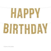 Gold Happy Birthday Banner (Includes String, No Assembly Required)