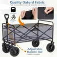 GarveeLife Foldable Utility Wagon Cart - 380 LBS Capacity, All-Terrain Wheels, Adjustable Handle (Black)