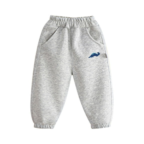 CYRBOKO Boys Athletic Sweatpants, Elastic Waist Casual Cotton Loose Joggers with Pockets Gray Size 7-8 T