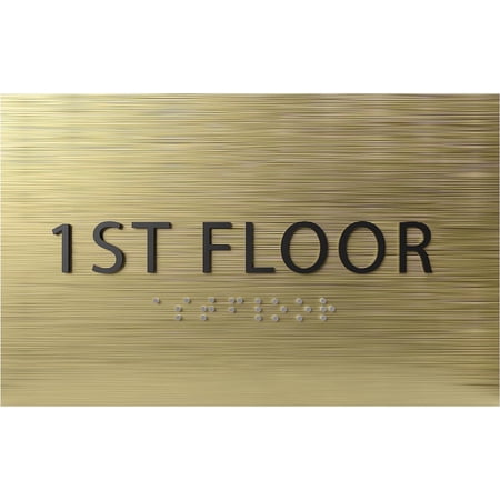 ADA CENTRAL SIGNS - 6 X4 1st Floor Sign - ADA Compliant Tactile Graphics Grade 2 Braille Text Wall Sign| Directional Assistance Floor Number Sign for Office Schools Hospitals Apartments