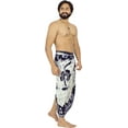 thumbnail image 4 of HAPPY BAY Men's Pareo Regular Holiday Dashiki Sarong Long Shower Beach Wrap One Size Denim, Floral Summer Vacation Aloha, 4 of 4