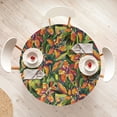 thumbnail image 4 of Ambesonne Garden Fitted Round Tablecloth, Orangish Spring Flowers Plot, 36"- 40" Diameter, Olive Green and Vermilion, 4 of 5