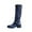 Dark Blue, variant on Fesfesfes Riding Boots For Women Fashion Large Size Long Tube Low Heeled Shoes Knight US:6(37)