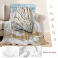 thumbnail image 5 of Blue Coastal Shell Blanket Soft Cozy Warm Throw Blanket for Couch, Plush Fuzzy Flannel Fleece Blankets for Sofa, Beach Summer Seaside Nautical Bed Blankets Lightweight Gifts for Women, 40"x50", 5 of 9