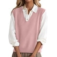 thumbnail image 3 of Women's 2026 Lightweight V-Neck Knit Sweater Vest Sleeveless Ribbed Casual Tank Top Spring Business Casual Pullover,Pink M, 3 of 6