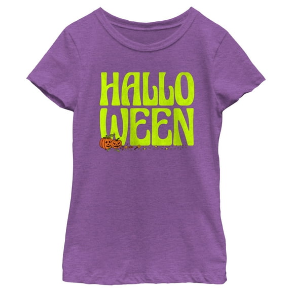 Girl's Lost Gods Halloween Jack-O'-Lanterns  Graphic Tee Purple Berry X Large