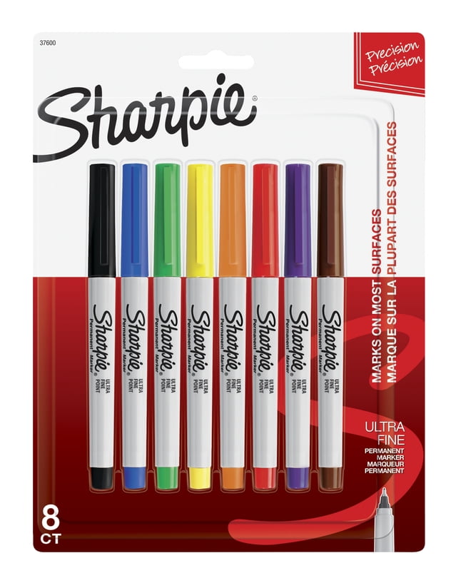 Sharpie Permanent Markers, Ultra Fine Point, Classic Colors, 8 Count