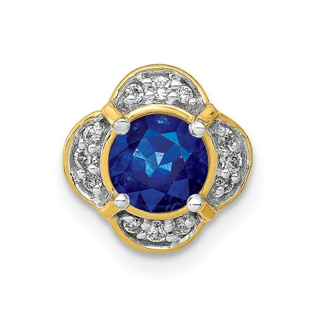 Fancy Diamond Sapphire - KIOKORI 14K Yellow Gold Diamond and Sapphire Fancy Pendant 1/2-Carat