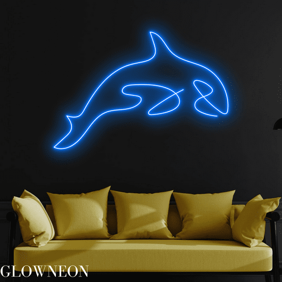 Glowneon Orca Neon Sign, Killer Whale Led Sign, Minimalist Whale Sign