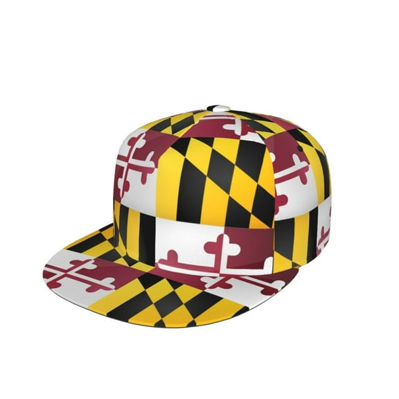 Men Women Flag Of Maryland Flat Bill Hip Hop Visor Snapback Hat Adjustable Baseball Cap