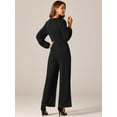 thumbnail image 4 of DARING DIVA Women's V Neck Long Sleeve High Waisted Wide Leg Jumpsuits M Black, 4 of 6