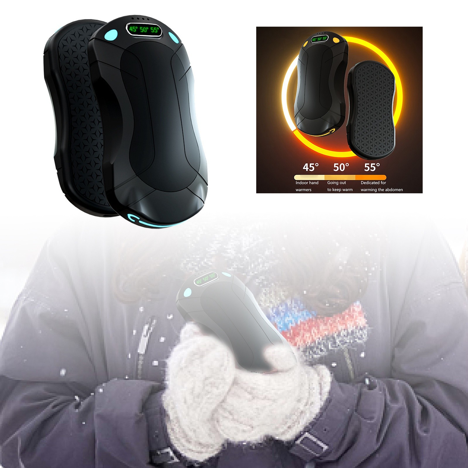 Mini Hand Warmer USB Rechargeable Split Heating Pouch Long Lasting Portable Personal Warmer for Winter Outdoor Activities