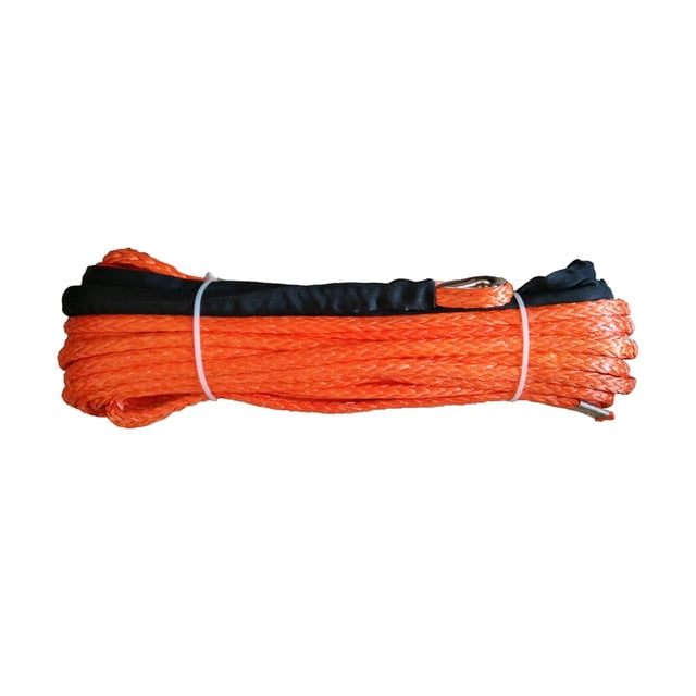 120500Lbs Winch Rope Line Cable 10mm 30m 12 Strand Synthetic Winch Rope, Blue Orange Grey Color For ATV UTV SUV ,Easy to Carry