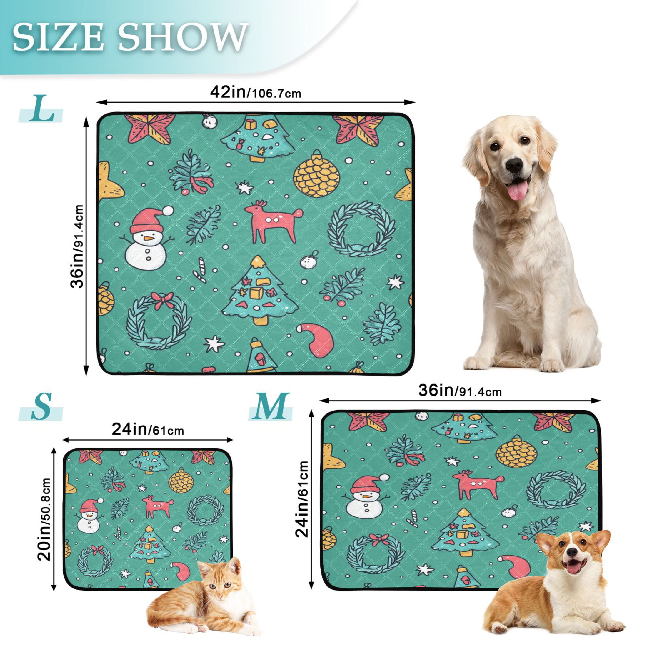 Qxltty Cartoon Christmas Patterns with Simple Lines Cat litter Pads Pet Set of 3 Diaper Mats Center Anti-leakage Layer Absorbent Soft and Comfortable