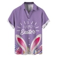 thumbnail image 4 of Camisas hawaianas con estampado 3D de conejo de dibujos animados para hombre y mujer, camisa playera con botones y diseño de huevo de colores para el día de Pascua, 4 of 5