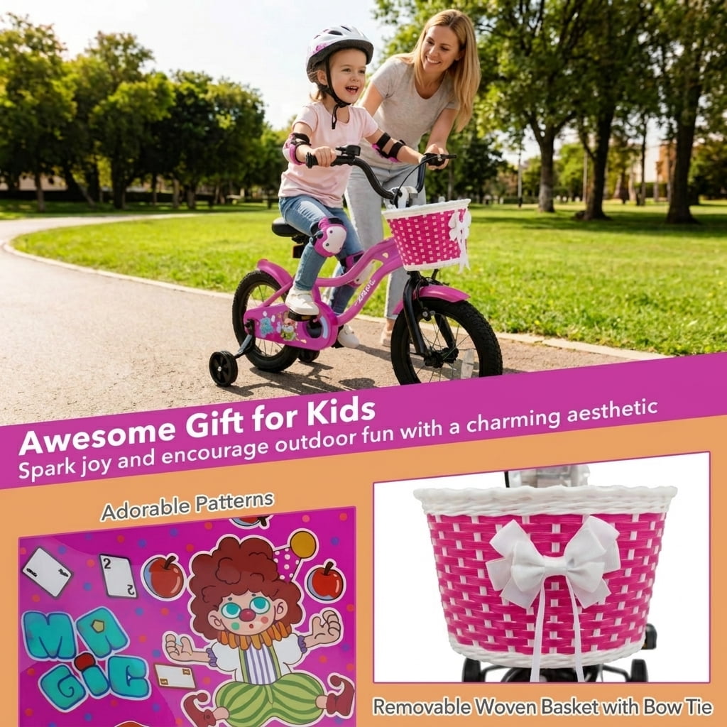 Redsmile Kids Bike 12 Inch with Training Wheels for Toddlers Boys Girls Ages 3-4 Years Old, 12 Inch Kids Bicycle with Adjustable Seat and Coaster Brake, Beginner Kids Bike, Multicolor