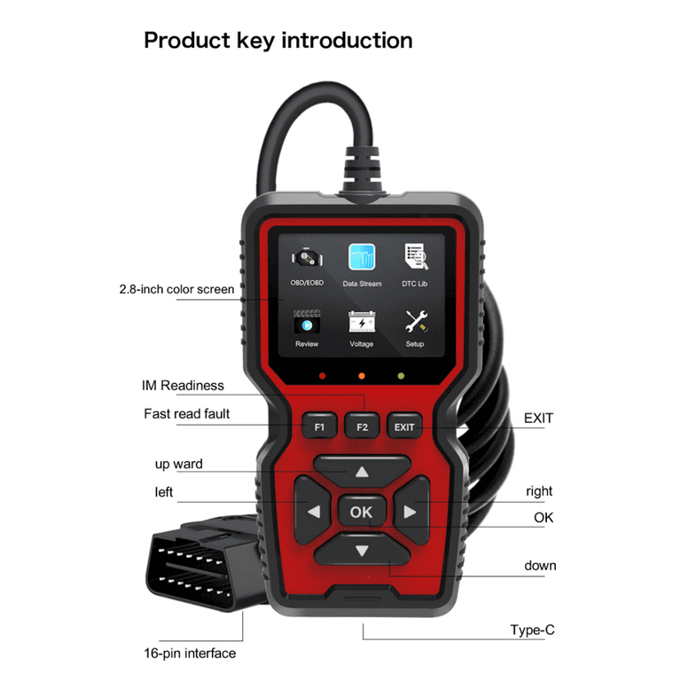 V519 OBD2 Scanner, Classic Enhanced Mode 6 Engine Fault Code Reader OBDII  CAN Diagnostic Scan Tool, One-Click Smog Check, DTC Lookup.