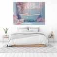 thumbnail image 3 of Mudket Framed Canvas Wall Art Blush Pink Rose Flower Blue Tile Bathroom Prints Wall Decor Romantic Floral Canvas Print Ready to Hang for Bathroom Bedroom Home Decor - 12"L x 8"W, 3 of 10