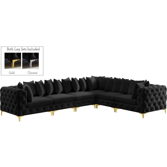 Meridian Furniture Tremblay Black Velvet Modular Sectional