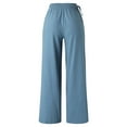 thumbnail image 4 of Vedolay Women&nbsp;Pants Women's Leisure Pants with Pockets Cotton Wide Leg Workout Crop Straight Pant,Blue S, 4 of 5