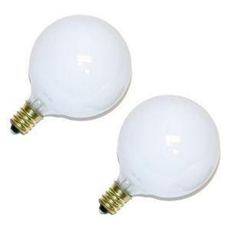 Candelabra Base Krypton Globe - Satco S3752 15W 120V Globe G16.5 Satin White E12 Candelabra Base -2 light bulbs