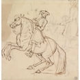 thumbnail image 2 of James Seymour 15x15 Black Ornate Wood Framed Double Matted Museum Art Print Titled - Rider on a Horse, Rearing to Left, 2 of 5