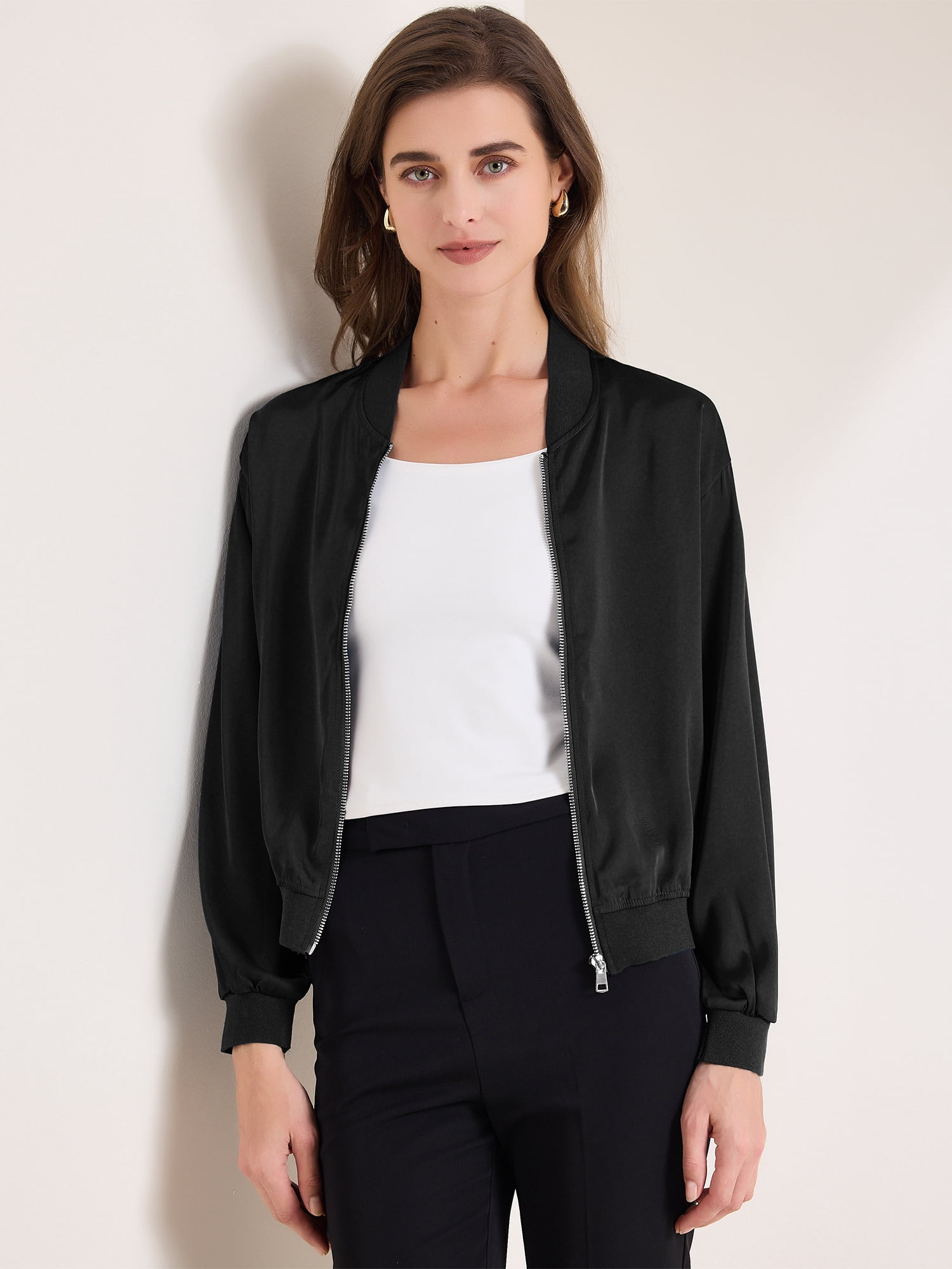 DARING DIVA Zip Up Coat Long Sleeve Outerwear  Lightweight Top XS Black