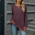 thumbnail image 4 of AherBiu Long Sleeve Tops for Women Striped Crewneck Fall Casual Loose Pullover T Shirts with Pockets, 4 of 7