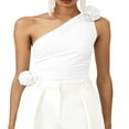 thumbnail image 2 of Women One Shoulder Backless Crop Top Sleeveless Strappy Open Back Cami Tank Tops, 2 of 6