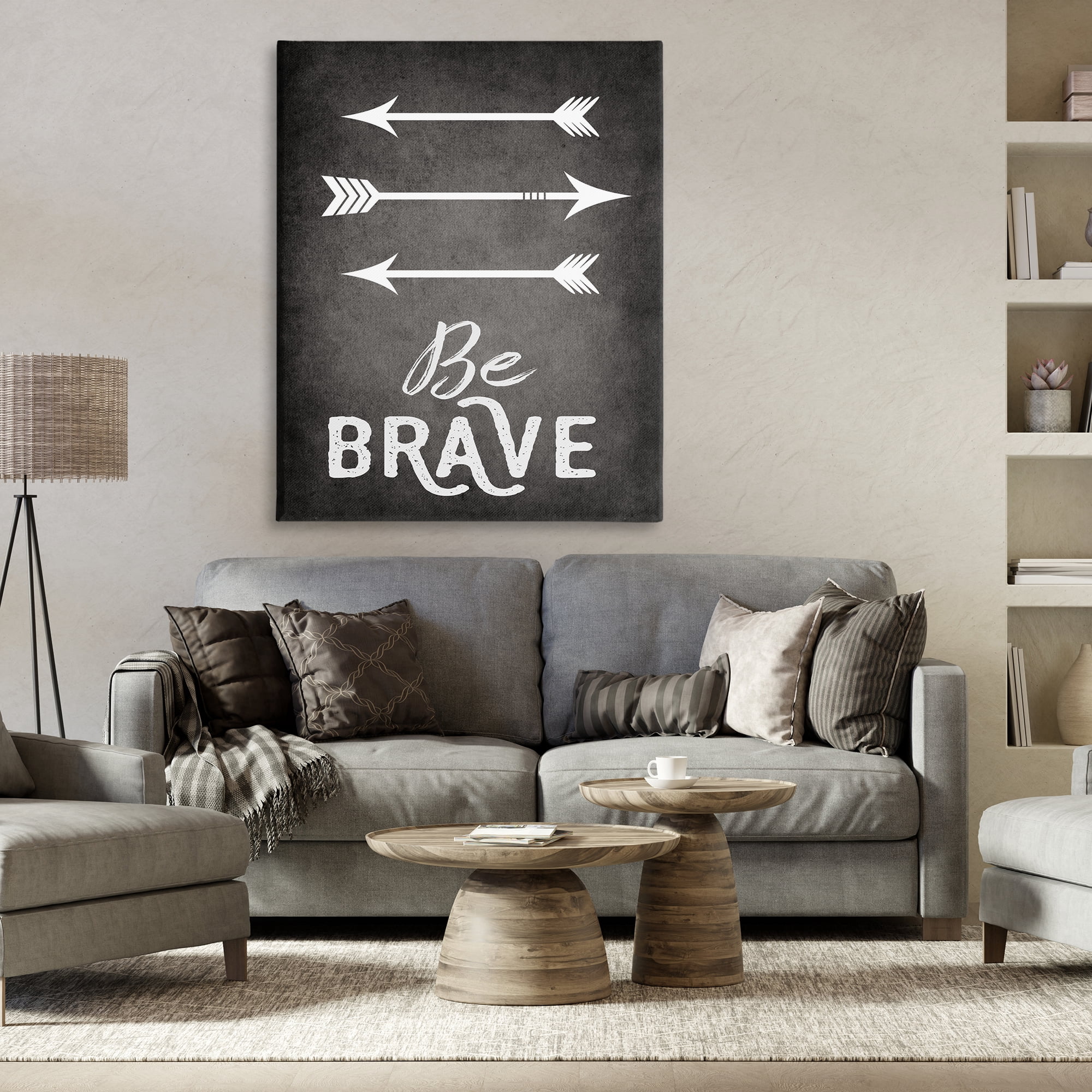 Stupell Industries Be Brave Arrows Typography Painting Gallery Wrapped Canvas Art Print Wall Art, 36 x 48