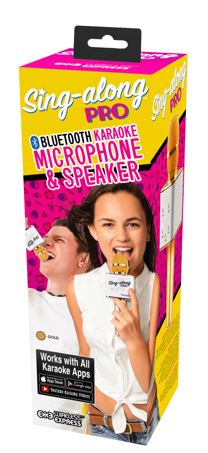 Sing-along PRO Bluetooth Karaoke Microphone and Bluetooth Stereo Speaker All-in-one (Pink)