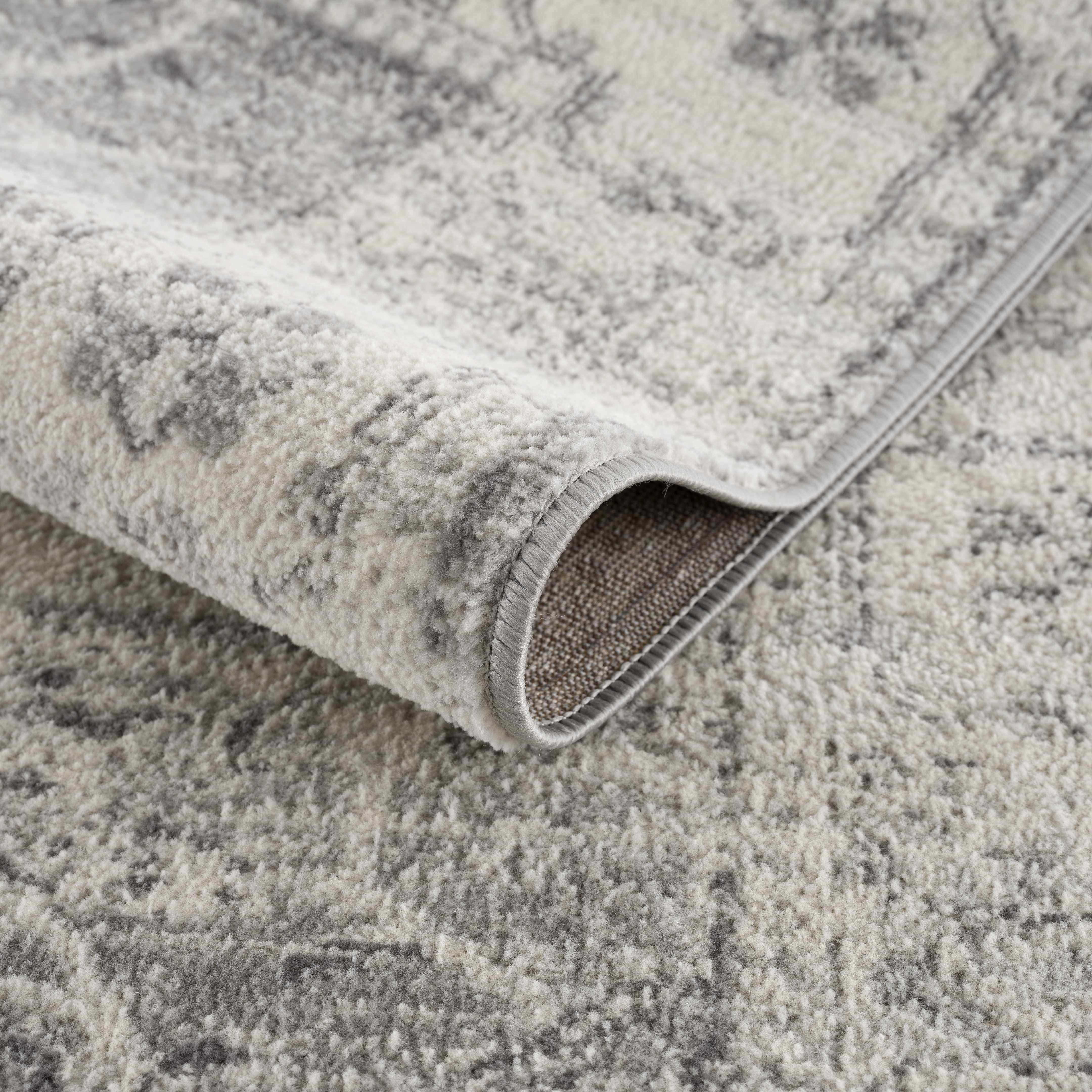 Hauteloom Neutral Collection Tacik Oriental Farmhouse Living Room Bedroom Round Under Table Area Rug - Vintage Distressed - Boho Chic Medallion Pattern - Ivory, Beige, Gray - 5'3" Circle/Circular