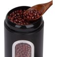 thumbnail image 6 of Black Kitchen Counter Canister set 3 pieces, 0.9/1.6/2.9 Quarts Stainless Steel Flour Sugar Tea Coffee Biscult Storage Containers with with Long Wood Spoon&Visible, 6 of 7
