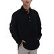 thumbnail image 1 of Camisas Para Hombre Manga Larga Regular Fit Camisa sólida informal de verano para hombre, camisa de manga larga con cuello levantado, Top (Black, 3XL), 1 of 7