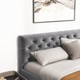 thumbnail image 7 of Bella Mid Century Modern Gray Velvet Upholstered King Platform Bed, 7 of 7