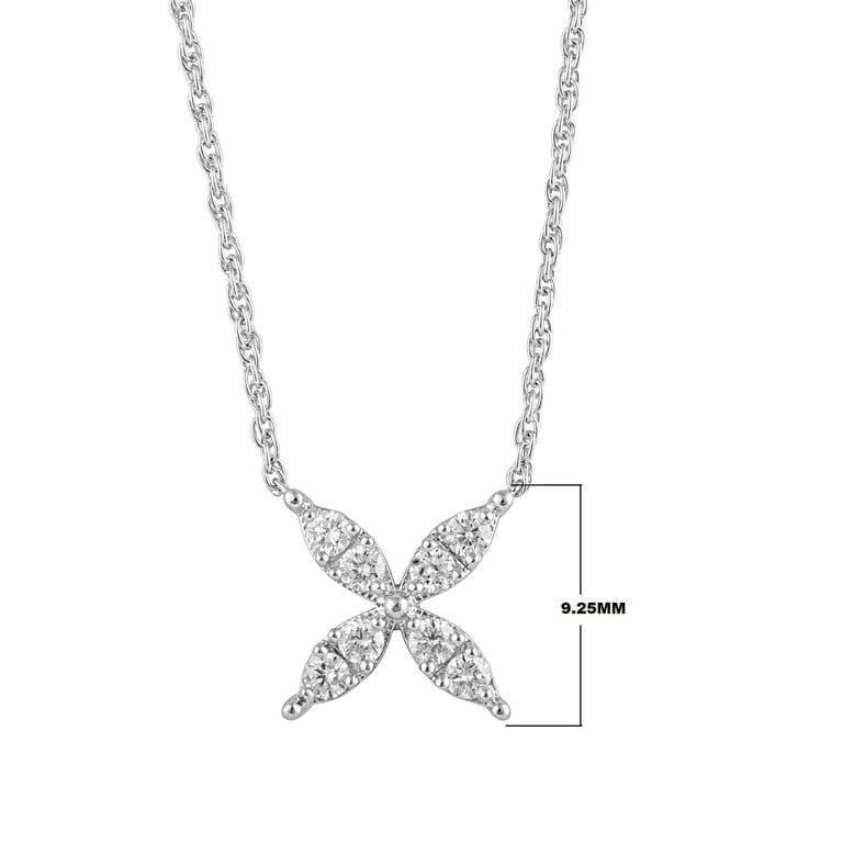 ★MIDNIGHT MOMENT.★ floral chian necklace slver Unique Moments 1/5 Ct Lab Grown Diamond Floral Pendant
