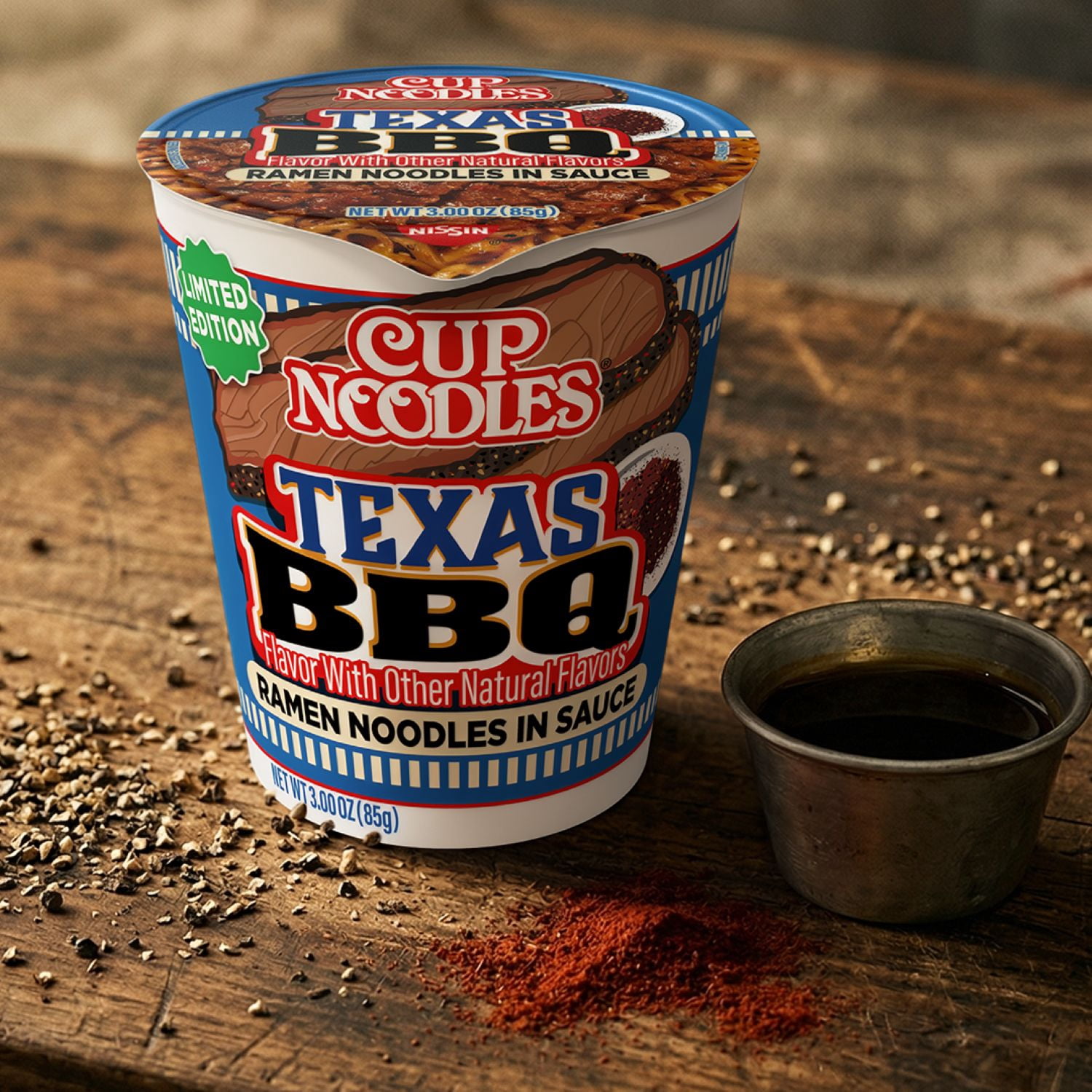 Nissin Cup Noodles Texas BBQ, 3.0 oz Cup, Limited Edition