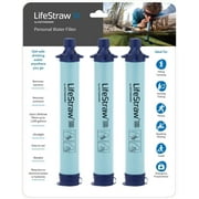 (3 Pack) LifeStraw Personal Water Filter for Hiking, Camping, Travel, and Emergency Preparedness