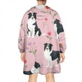 thumbnail image 2 of Wearable Oversized Blanket,Border Collie Dogs with Pioneer Flower Wearable Blanket Hoodie for Adults,Cozy Hooded Blankets with Super Pockets,Super Warm Fuzzy Pullover for Women & Men, 2 of 6