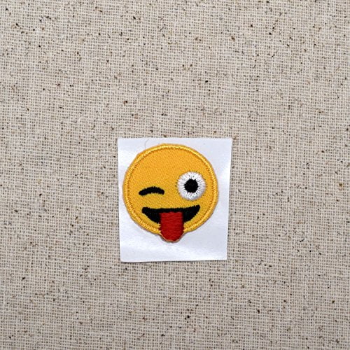 IRON ON AND STICK ON EMOJI WINK 2 x 2 inch