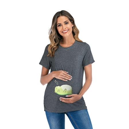 

Womens Maternity Leggings with Pocket Womens Maternity Irregular Soild Hem Tee Shirt Casual Short Sleeve Crew Neck Basic Nursed T Shirt Top Breastfeeding Small Top