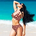 thumbnail image 6 of Kdxio Cute Pig with Coins Print Women's 2 Piece High Waisted Wrap Spaghetti Strap Summer Swimsuit Bikini Set-Medium, 6 of 7