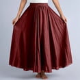 thumbnail image 4 of Wxolcjlv Womens Solid Ruffle Hem Maxi Skirt Elastic Waist Bohemian Long Skirts, 4 of 7